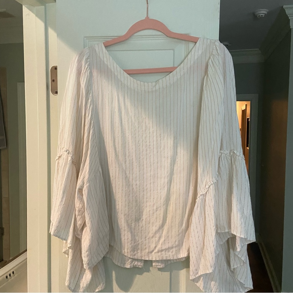 Anthropologie White with Gold thread detailing Size Large